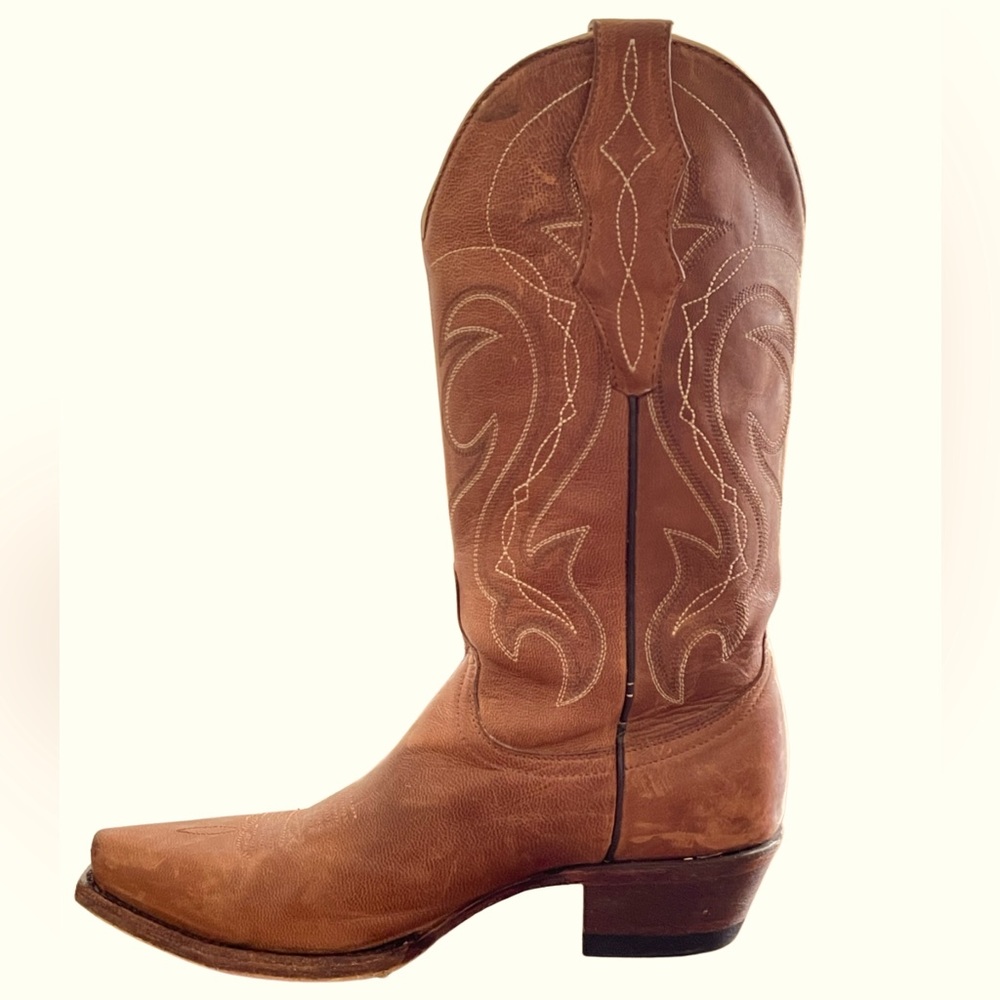 Cavender’s Women’s Leather Western Boots Block Heels Handcrafted Size 7 1/2B